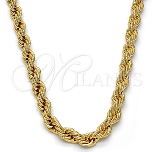 Gargantilla Basica 04.242.0043.28GT Tono Dorado, Diseño de Rope, Pulido, Tono Dorado (07 MM Thickness, 28 Inches Length)