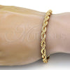 Pulsera Básica 04.242.0042.09GT Tono Dorado, Diseño de Rope, Pulido, Tono Dorado (06 MM Thickness, 9 Inches Length)