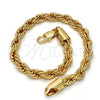 Pulsera Básica 04.242.0042.09GT Tono Dorado, Diseño de Rope, Pulido, Tono Dorado (06 MM Thickness, 9 Inches Length)