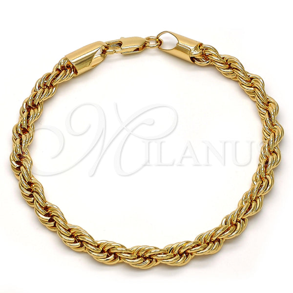 Pulsera Básica 04.242.0042.09GT Tono Dorado, Diseño de Rope, Pulido, Tono Dorado (06 MM Thickness, 9 Inches Length)