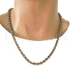 Gargantilla Basica 04.242.0042.24GT Tono Dorado, Diseño de Rope, Pulido, Tono Dorado (06 MM Thickness, 24 Inches Length)