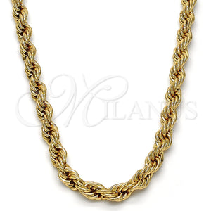 Gargantilla Basica 04.242.0042.24GT Tono Dorado, Diseño de Rope, Pulido, Tono Dorado (06 MM Thickness, 24 Inches Length)