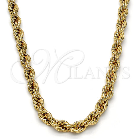 Gargantilla Basica 04.242.0042.24GT Tono Dorado, Diseño de Rope, Pulido, Tono Dorado (06 MM Thickness, 24 Inches Length)