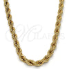 Gargantilla Basica 04.242.0042.24GT Tono Dorado, Diseño de Rope, Pulido, Tono Dorado (06 MM Thickness, 24 Inches Length)