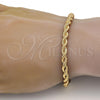 Pulsera Básica 04.242.0041.08GT Tono Dorado, Diseño de Rope, Pulido, Tono Dorado (05 MM Thickness, 8 Inches Length)