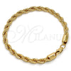 Pulsera Básica 04.242.0041.08GT Tono Dorado, Diseño de Rope, Pulido, Tono Dorado (05 MM Thickness, 8 Inches Length)