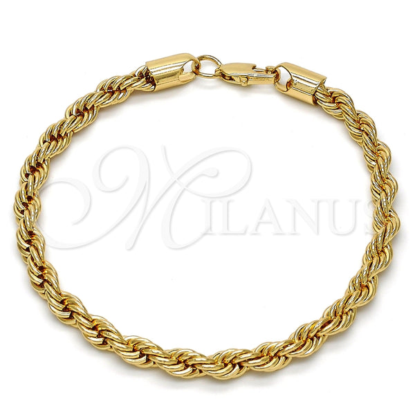 Pulsera Básica 04.242.0041.08GT Tono Dorado, Diseño de Rope, Pulido, Tono Dorado (05 MM Thickness, 8 Inches Length)