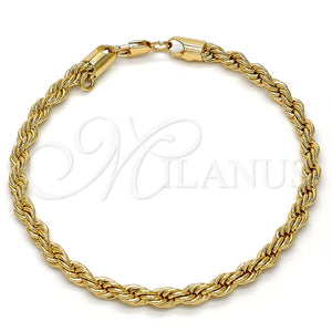 Pulsera Básica 04.242.0041.09GT Tono Dorado, Diseño de Rope, Pulido, Tono Dorado (05 MM Thickness, 9 Inches Length)