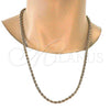 Gargantilla Basica 04.242.0041.28GT Tono Dorado, Diseño de Rope, Pulido, Tono Dorado (05 MM Thickness, 28 Inches Length)