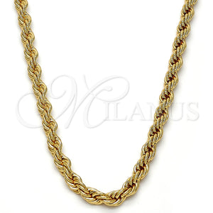 Gargantilla Basica 04.242.0041.28GT Tono Dorado, Diseño de Rope, Pulido, Tono Dorado (05 MM Thickness, 28 Inches Length)