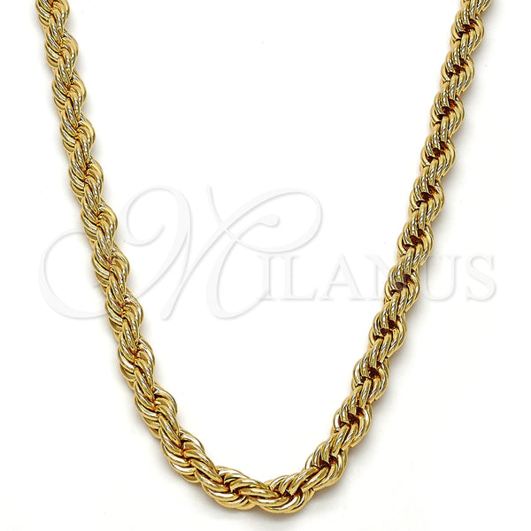 Gargantilla Basica 04.242.0041.28GT Tono Dorado, Diseño de Rope, Pulido, Tono Dorado (05 MM Thickness, 28 Inches Length)