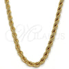 Gargantilla Basica 04.242.0041.28GT Tono Dorado, Diseño de Rope, Pulido, Tono Dorado (05 MM Thickness, 28 Inches Length)