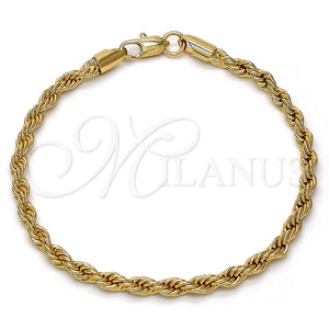 Pulsera Básica 04.242.0040.08GT Tono Dorado, Diseño de Rope, Pulido, Tono Dorado (04 MM Thickness, 8 Inches Length)