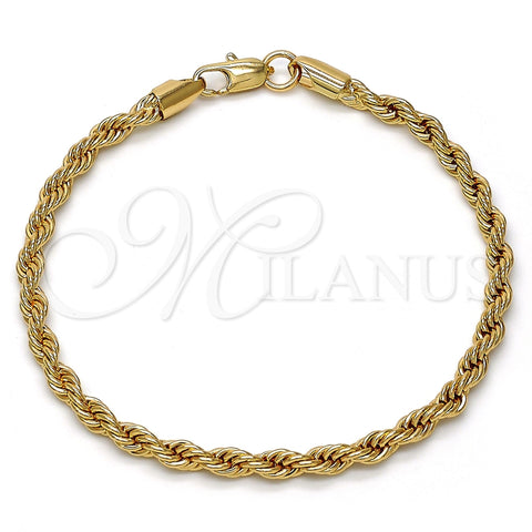 Pulsera Básica 04.242.0040.08GT Tono Dorado, Diseño de Rope, Pulido, Tono Dorado (04 MM Thickness, 8 Inches Length)