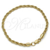 Pulsera Básica 04.242.0040.09GT Tono Dorado, Diseño de Rope, Pulido, Tono Dorado (04 MM Thickness, 9 Inches Length)