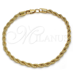 Pulsera Básica 04.242.0040.09GT Tono Dorado, Diseño de Rope, Pulido, Tono Dorado (04 MM Thickness, 9 Inches Length)
