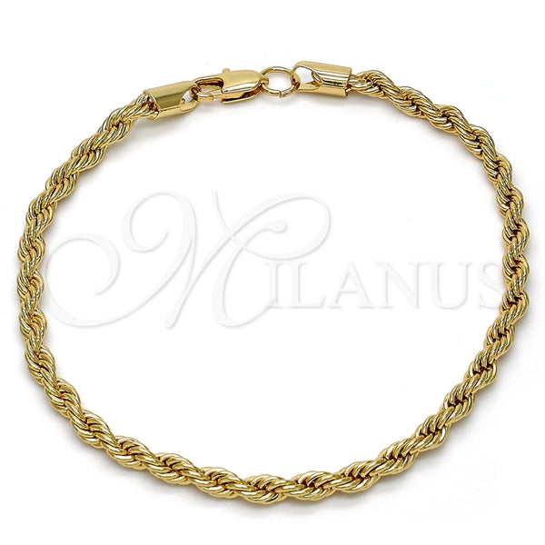 Pulsera Básica 04.242.0040.09GT Tono Dorado, Diseño de Rope, Pulido, Tono Dorado (04 MM Thickness, 9 Inches Length)
