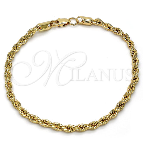 Pulsera Básica 04.242.0040.09GT Tono Dorado, Diseño de Rope, Pulido, Tono Dorado (04 MM Thickness, 9 Inches Length)