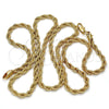 Gargantilla Basica 04.242.0040.28GT Tono Dorado, Diseño de Rope, Pulido, Tono Dorado (04 MM Thickness, 28 Inches Length)