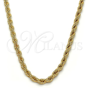 Gargantilla Basica 04.242.0040.28GT Tono Dorado, Diseño de Rope, Pulido, Tono Dorado (04 MM Thickness, 28 Inches Length)