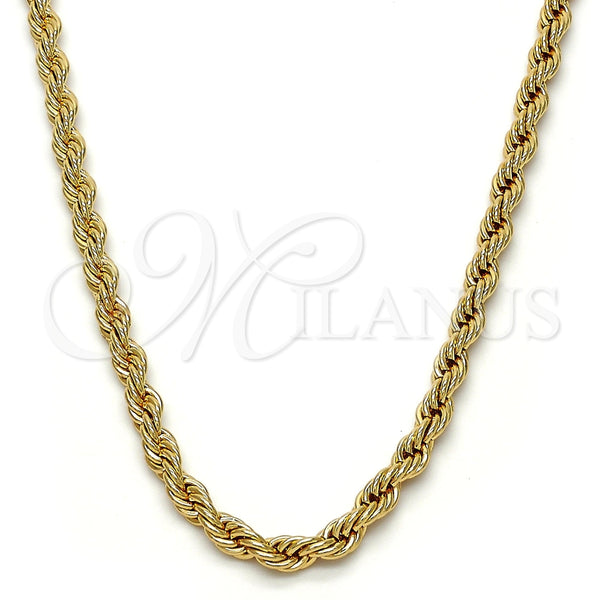Gargantilla Basica 04.242.0040.28GT Tono Dorado, Diseño de Rope, Pulido, Tono Dorado (04 MM Thickness, 28 Inches Length)