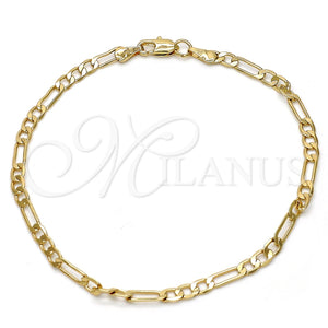 Pulsera Básica 04.242.0015.09GT Tono Dorado, Diseño de Figaro, Pulido, Tono Dorado (120 Gauge, 04 MM Thickness, 9 Inches Length)