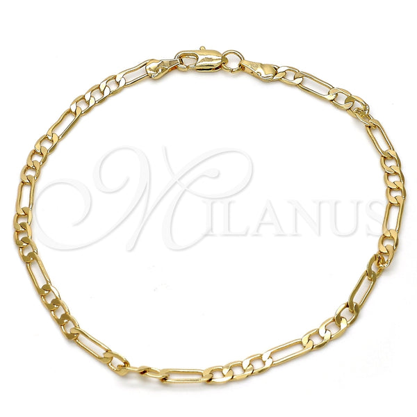 Pulsera Básica 04.242.0015.09GT Tono Dorado, Diseño de Figaro, Pulido, Tono Dorado (120 Gauge, 04 MM Thickness, 9 Inches Length)