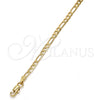 Gargantilla Basica 04.242.0015.24GT Tono Dorado, Diseño de Figaro, Pulido, Tono Dorado (120 Gauge, 04 MM Thickness, 24 Inches Length)