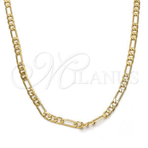 Gargantilla Basica 04.242.0015.24GT Tono Dorado, Diseño de Figaro, Pulido, Tono Dorado (120 Gauge, 04 MM Thickness, 24 Inches Length)