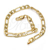 Pulsera Básica 04.242.0016.08GT Tono Dorado, Diseño de Figaro, Pulido, Tono Dorado (140 Gauge, 05 MM Thickness, 8 Inches Length)