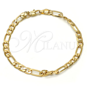 Pulsera Básica 04.242.0016.08GT Tono Dorado, Diseño de Figaro, Pulido, Tono Dorado (140 Gauge, 05 MM Thickness, 8 Inches Length)