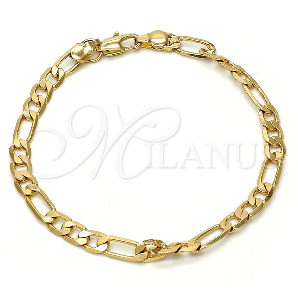 Pulsera Básica 04.242.0016.08GT Tono Dorado, Diseño de Figaro, Pulido, Tono Dorado (140 Gauge, 05 MM Thickness, 8 Inches Length)