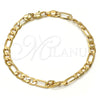 Pulsera Básica 04.242.0016.08GT Tono Dorado, Diseño de Figaro, Pulido, Tono Dorado (140 Gauge, 05 MM Thickness, 8 Inches Length)