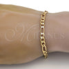 Pulsera Básica 04.242.0016.09GT Tono Dorado, Diseño de Figaro, Pulido, Tono Dorado (140 Gauge, 05 MM Thickness, 9 Inches Length)