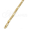Pulsera Básica 04.242.0016.09GT Tono Dorado, Diseño de Figaro, Pulido, Tono Dorado (140 Gauge, 05 MM Thickness, 9 Inches Length)