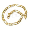 Pulsera Básica 04.242.0016.09GT Tono Dorado, Diseño de Figaro, Pulido, Tono Dorado (140 Gauge, 05 MM Thickness, 9 Inches Length)