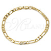 Pulsera Básica 04.242.0016.09GT Tono Dorado, Diseño de Figaro, Pulido, Tono Dorado (140 Gauge, 05 MM Thickness, 9 Inches Length)