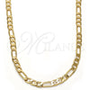 Gargantilla Basica 04.242.0016.24GT Tono Dorado, Diseño de Figaro, Pulido, Tono Dorado (140 Gauge, 05 MM Thickness, 24 Inches Length)