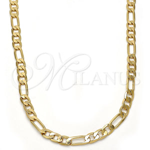 Gargantilla Basica 04.242.0016.28GT Tono Dorado, Diseño de Figaro, Pulido, Tono Dorado (140 Gauge, 05 MM Thickness, 28 Inches Length)
