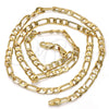 Gargantilla Basica 04.242.0016.30GT Tono Dorado, Diseño de Figaro, Pulido, Tono Dorado (140 Gauge, 05 MM Thickness, 30 Inches Length)