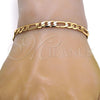 Pulsera Básica 04.242.0017.08GT Tono Dorado, Diseño de Figaro, Pulido, Tono Dorado (160 Gauge, 06 MM Thickness, 8 Inches Length)
