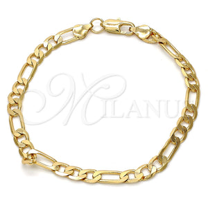 Pulsera Básica 04.242.0017.09GT Tono Dorado, Diseño de Figaro, Pulido, Tono Dorado (160 Gauge, 06 MM Thickness, 9 Inches Length)