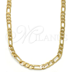 Gargantilla Basica 04.242.0017.28GT Tono Dorado, Diseño de Figaro, Pulido, Tono Dorado (160 Gauge, 06 MM Thickness, 28 Inches Length)