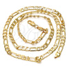 Gargantilla Basica 04.242.0017.30GT Tono Dorado, Diseño de Figaro, Pulido, Tono Dorado (160 Gauge, 06 MM Thickness, 30 Inches Length)