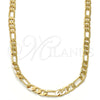 Gargantilla Basica 04.242.0017.30GT Tono Dorado, Diseño de Figaro, Pulido, Tono Dorado (160 Gauge, 06 MM Thickness, 30 Inches Length)