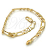 Pulsera Básica 04.242.0018.08GT Tono Dorado, Diseño de Figaro, Pulido, Tono Dorado (180 Gauge, 07 MM Thickness, 8 Inches Length)