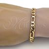 Pulsera Básica 04.242.0018.09GT Tono Dorado, Diseño de Figaro, Pulido, Tono Dorado (180 Gauge, 07 MM Thickness, 9 Inches Length)