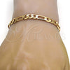 Pulsera Básica 04.242.0018.09GT Tono Dorado, Diseño de Figaro, Pulido, Tono Dorado (180 Gauge, 07 MM Thickness, 9 Inches Length)