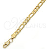 Pulsera Básica 04.242.0018.09GT Tono Dorado, Diseño de Figaro, Pulido, Tono Dorado (180 Gauge, 07 MM Thickness, 9 Inches Length)