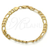 Pulsera Básica 04.242.0018.09GT Tono Dorado, Diseño de Figaro, Pulido, Tono Dorado (180 Gauge, 07 MM Thickness, 9 Inches Length)